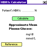 Easily convert a patient's HBA1c level to a plasma glucose level.